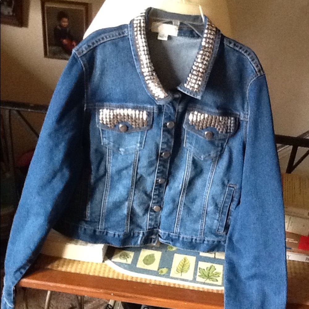 Forever 21 2X studded jean jacket BNWT